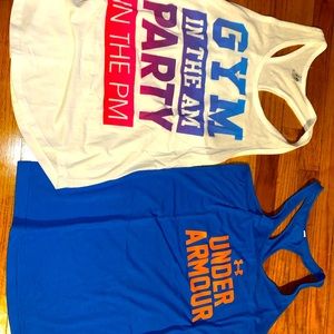 4 workout/ muscle tops. Under Armour, Fox Racing, Express. Small.